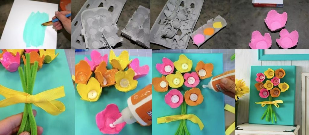 pulp molded egg cartons can be transformed into a range of art projects