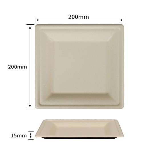 8 inch bagasse square plates