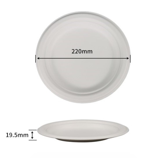 8.75 inch bagasse round plate