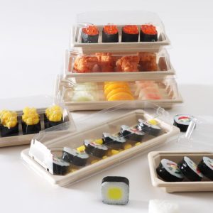 sushi trays to go bagasse sushi containers with pet lids