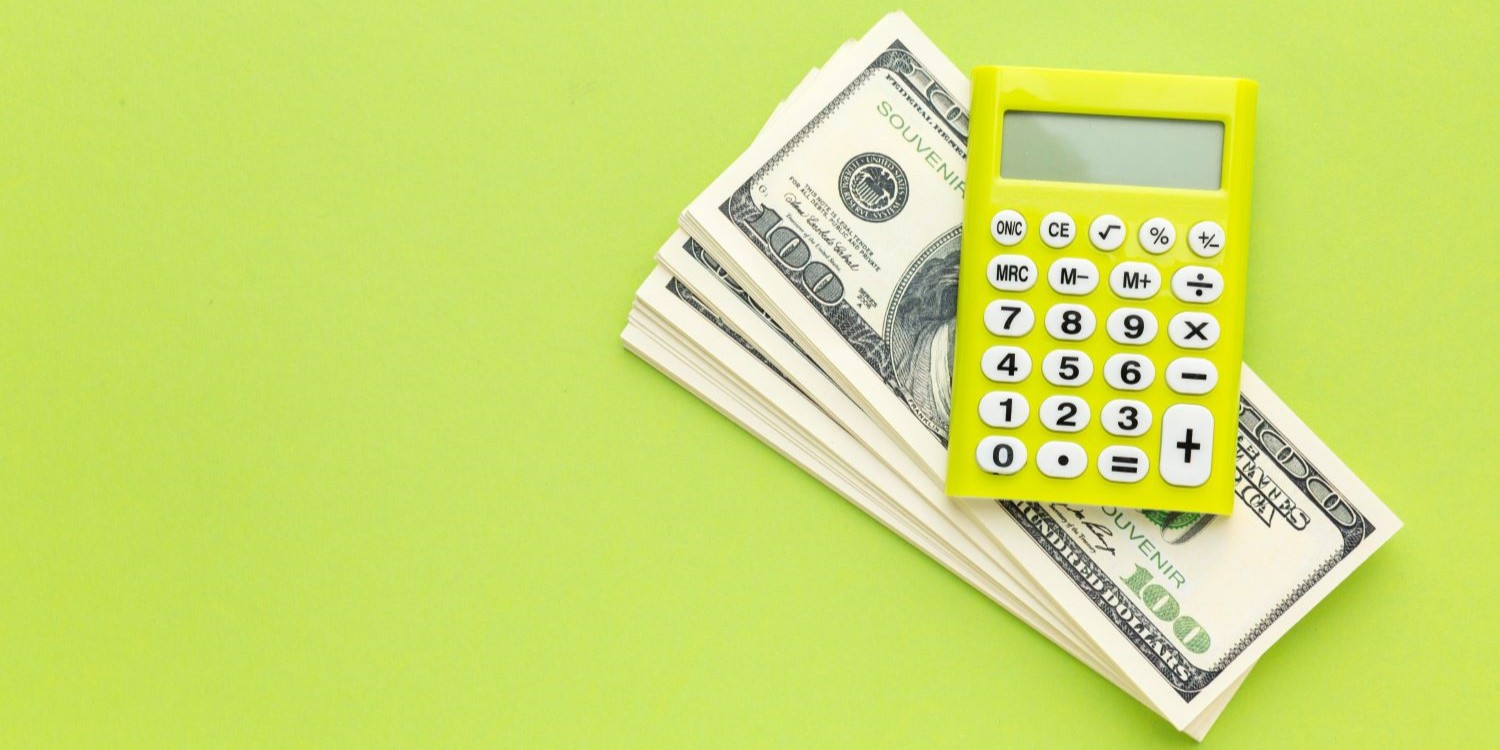 top view calculator cash frame