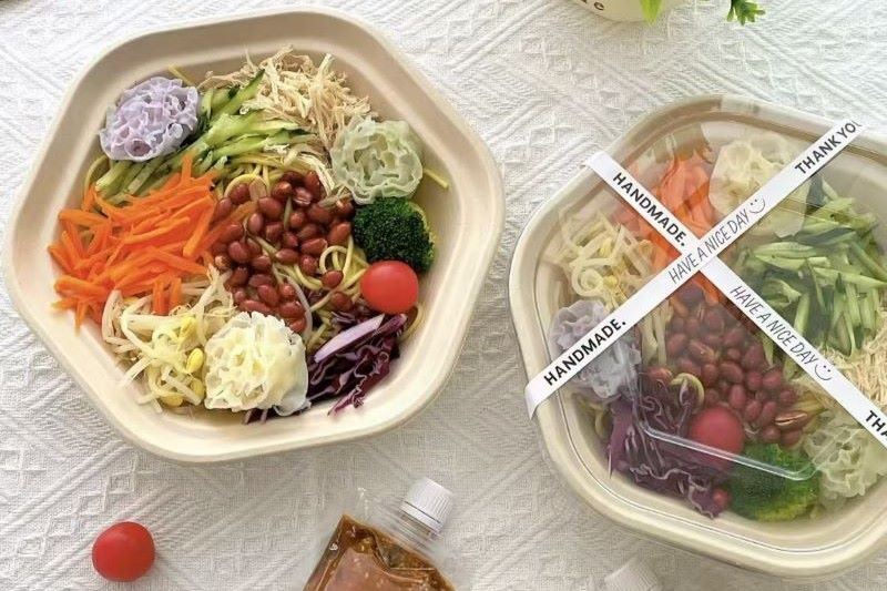 hexagonal salad bowl with lid