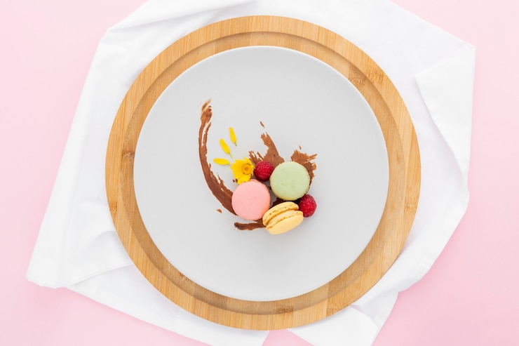 top view delicious macarons ready be served 23 2148517896