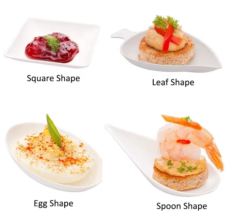 mini appetizer & tasting dishes | biodegradable finger food plates, sauce & dip cups