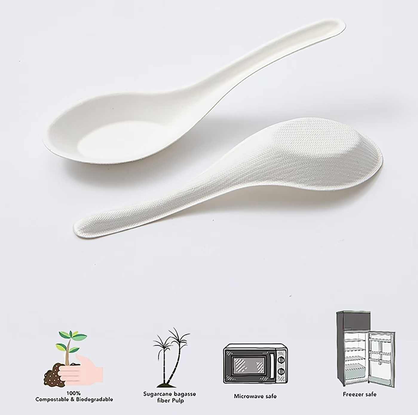 Bagasse Spoon – Biodegradable Sugarcane Disposable Spoons for Catering ...