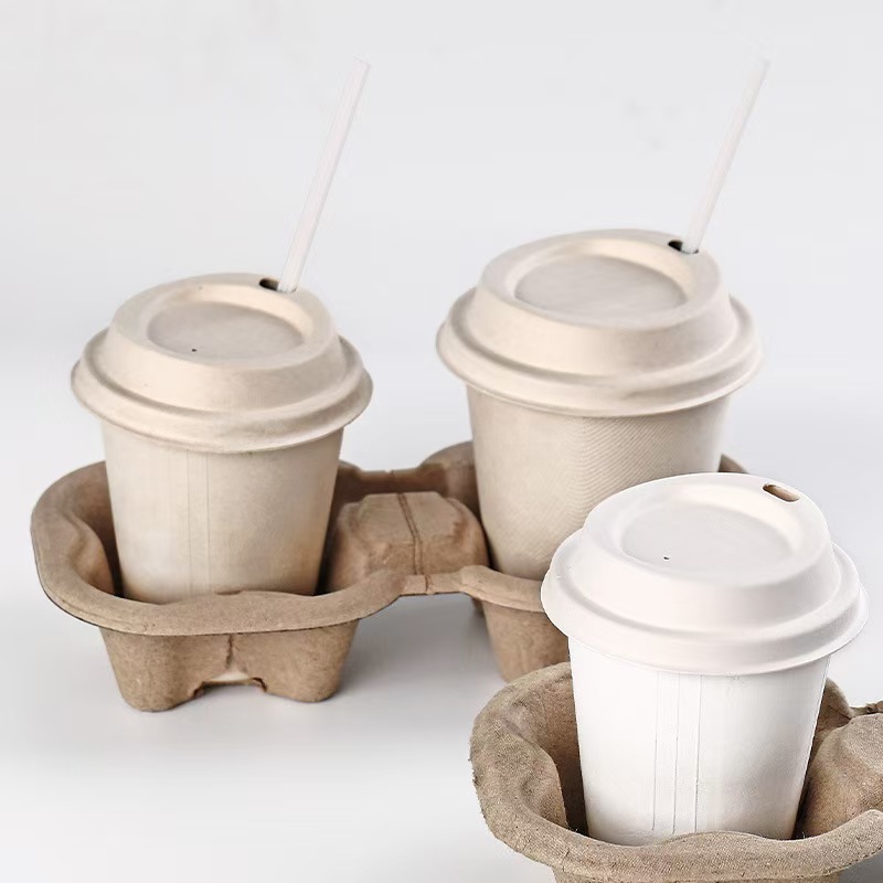 bagasse coffee cups in cup holders