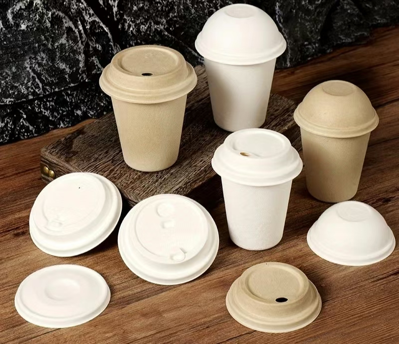bagasse coffee cups with varies lids