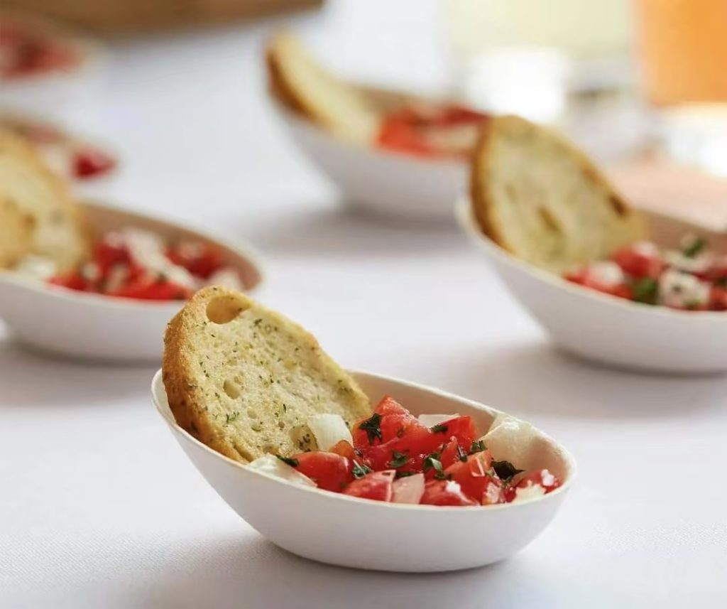 mini appetizer & tasting dishes | biodegradable finger food plates, sauce & dip cups