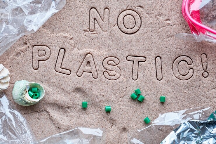 no plastic text sand framed with plastic