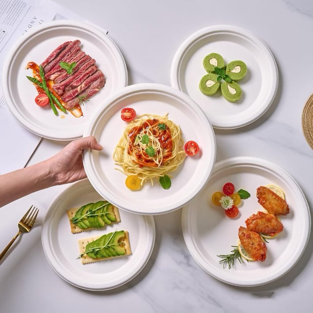 sufarcane plates with food