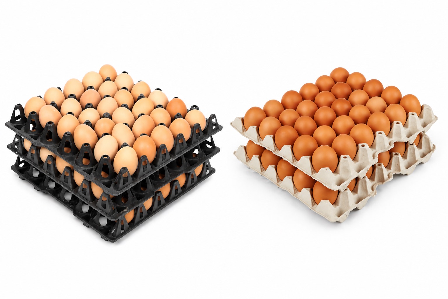 plastic egg tray vs pulp egg tray